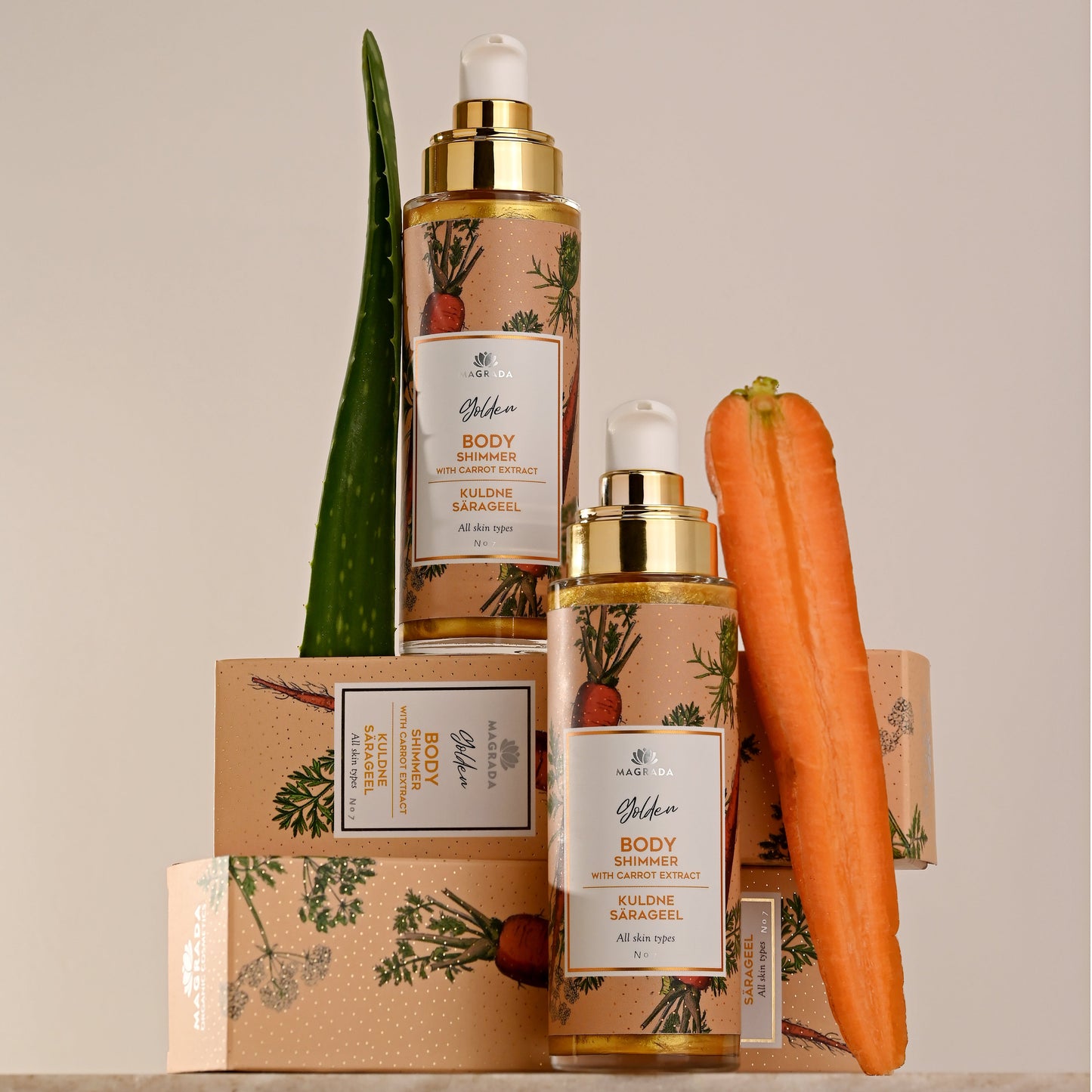 Gyllene Hudgel med Morot & Aloe – 100ml